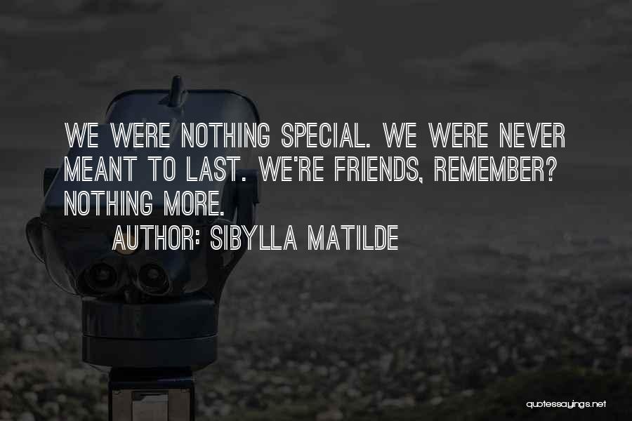 Sibylla Matilde Quotes: We Were Nothing Special. We Were Never Meant To Last. We're Friends, Remember? Nothing More.