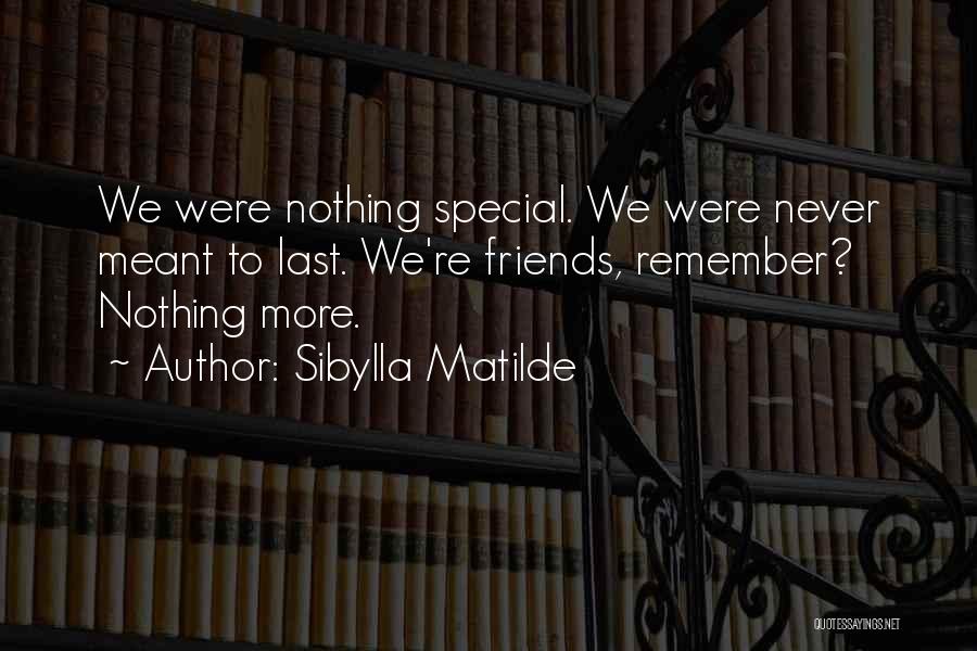 Sibylla Matilde Quotes: We Were Nothing Special. We Were Never Meant To Last. We're Friends, Remember? Nothing More.