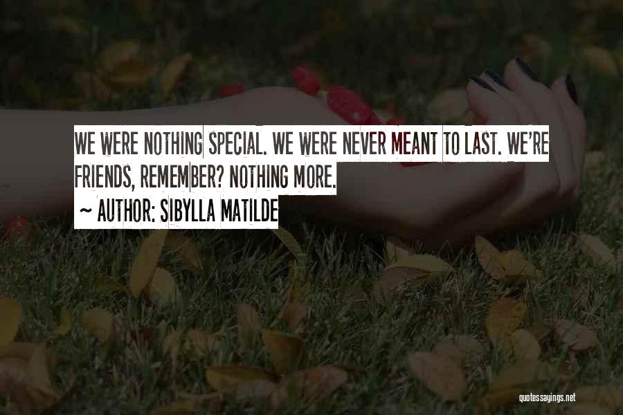 Sibylla Matilde Quotes: We Were Nothing Special. We Were Never Meant To Last. We're Friends, Remember? Nothing More.