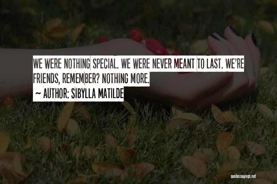 Sibylla Matilde Quotes: We Were Nothing Special. We Were Never Meant To Last. We're Friends, Remember? Nothing More.
