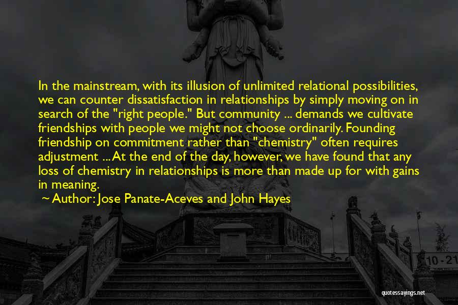 Jose Panate-Aceves And John Hayes Quotes: In The Mainstream, With Its Illusion Of Unlimited Relational Possibilities, We Can Counter Dissatisfaction In Relationships By Simply Moving On