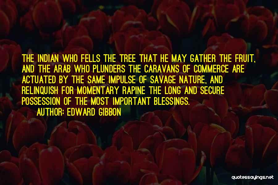 Edward Gibbon Quotes: The Indian Who Fells The Tree That He May Gather The Fruit, And The Arab Who Plunders The Caravans Of