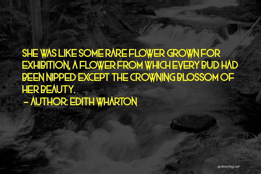 Edith Wharton Quotes: She Was Like Some Rare Flower Grown For Exhibition, A Flower From Which Every Bud Had Been Nipped Except The