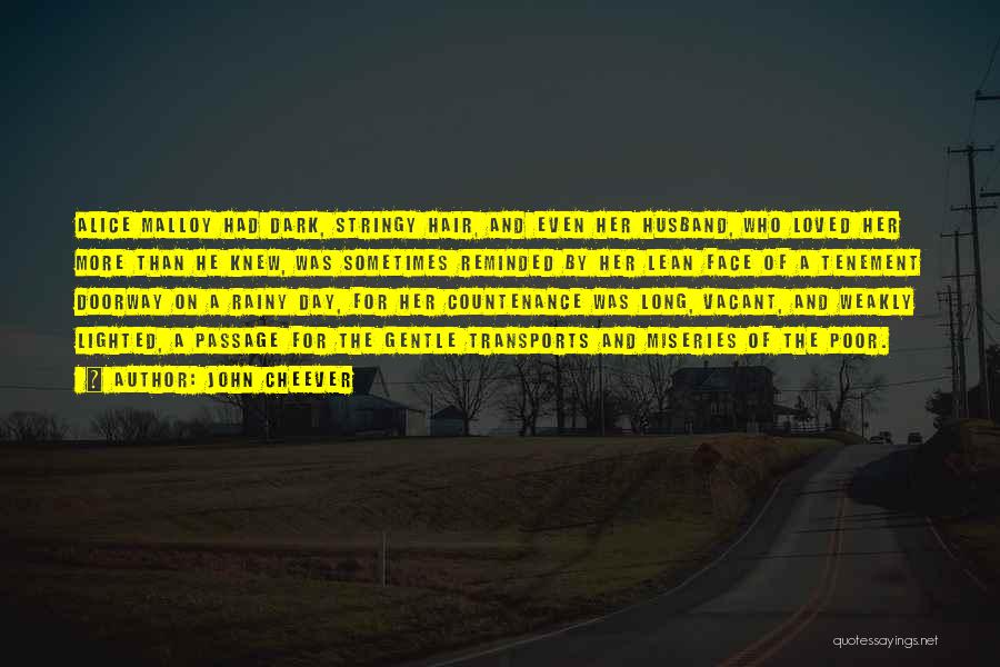 John Cheever Quotes: Alice Malloy Had Dark, Stringy Hair, And Even Her Husband, Who Loved Her More Than He Knew, Was Sometimes Reminded
