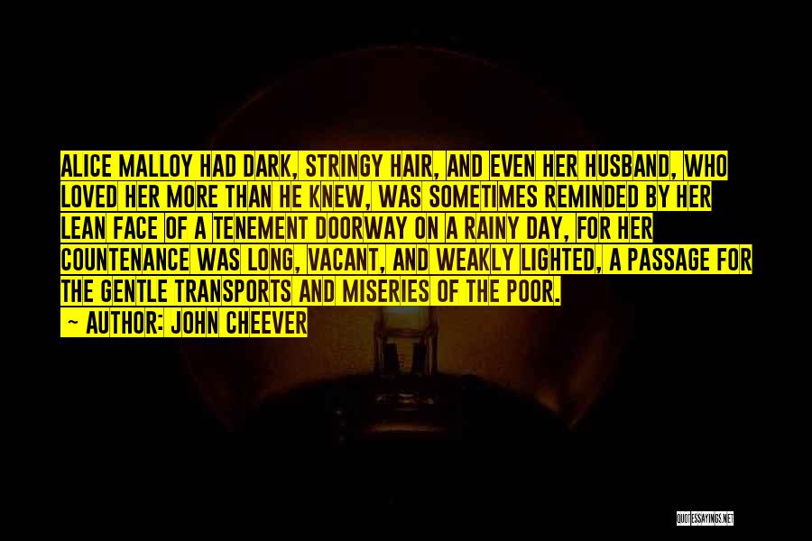 John Cheever Quotes: Alice Malloy Had Dark, Stringy Hair, And Even Her Husband, Who Loved Her More Than He Knew, Was Sometimes Reminded