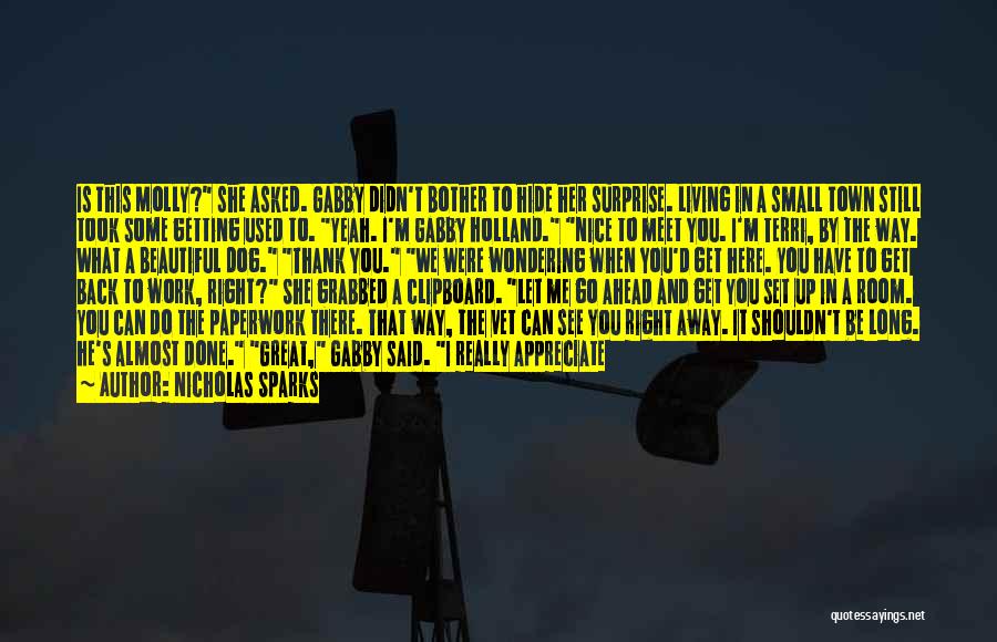 Nicholas Sparks Quotes: Is This Molly? She Asked. Gabby Didn't Bother To Hide Her Surprise. Living In A Small Town Still Took Some