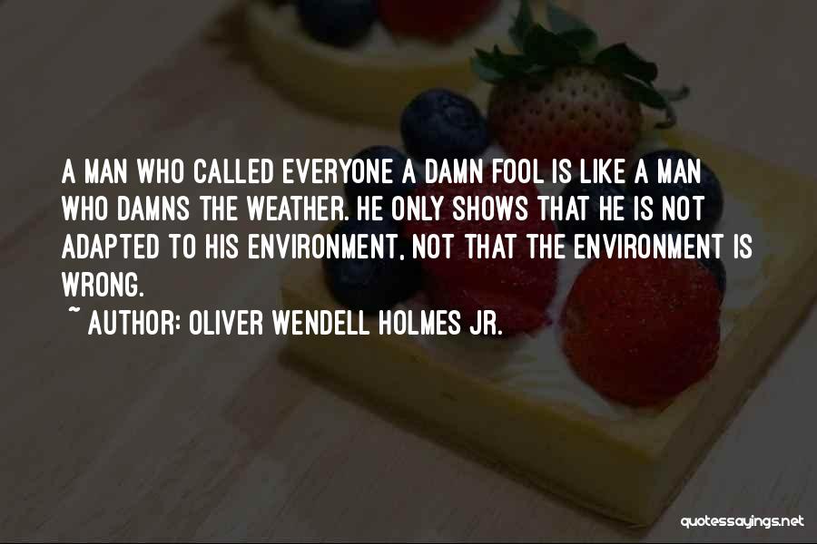 Oliver Wendell Holmes Jr. Quotes: A Man Who Called Everyone A Damn Fool Is Like A Man Who Damns The Weather. He Only Shows That