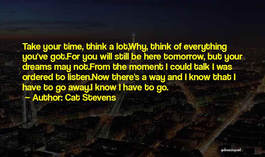 Cat Stevens Quotes: Take Your Time, Think A Lot,why, Think Of Everything You've Got.for You Will Still Be Here Tomorrow, But Your Dreams