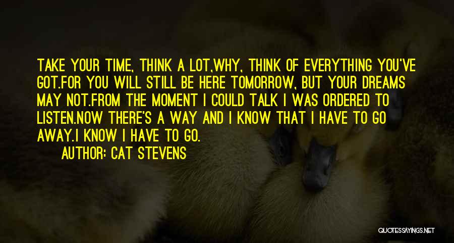 Cat Stevens Quotes: Take Your Time, Think A Lot,why, Think Of Everything You've Got.for You Will Still Be Here Tomorrow, But Your Dreams