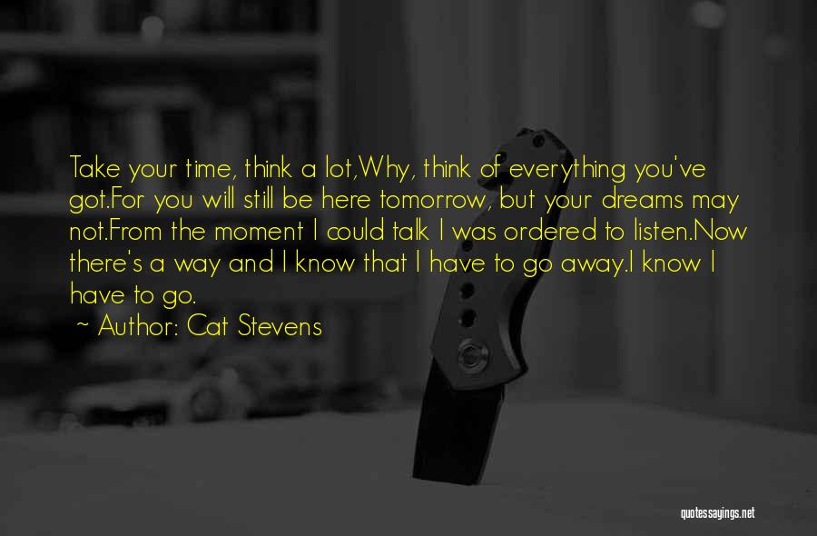 Cat Stevens Quotes: Take Your Time, Think A Lot,why, Think Of Everything You've Got.for You Will Still Be Here Tomorrow, But Your Dreams