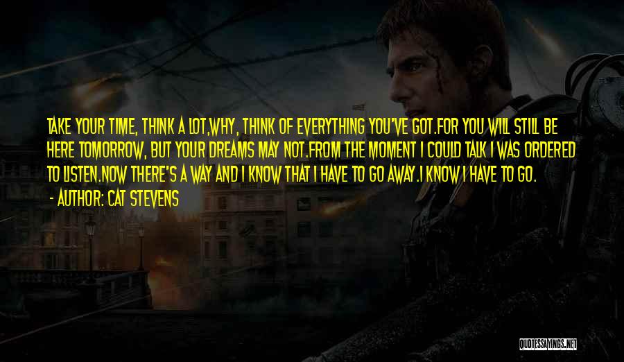 Cat Stevens Quotes: Take Your Time, Think A Lot,why, Think Of Everything You've Got.for You Will Still Be Here Tomorrow, But Your Dreams