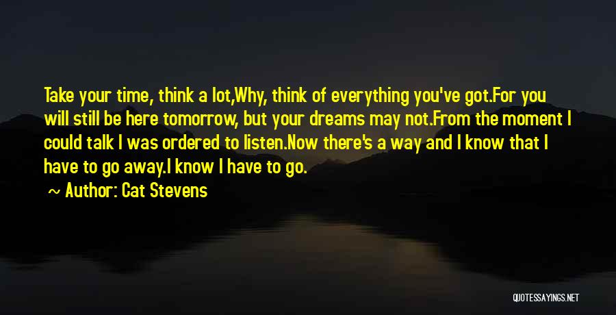 Cat Stevens Quotes: Take Your Time, Think A Lot,why, Think Of Everything You've Got.for You Will Still Be Here Tomorrow, But Your Dreams