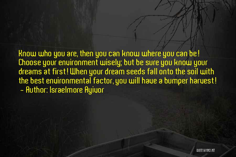 Israelmore Ayivor Quotes: Know Who You Are, Then You Can Know Where You Can Be! Choose Your Environment Wisely; But Be Sure You