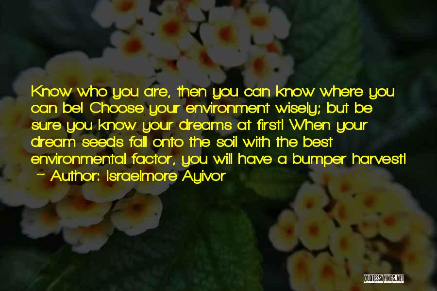 Israelmore Ayivor Quotes: Know Who You Are, Then You Can Know Where You Can Be! Choose Your Environment Wisely; But Be Sure You