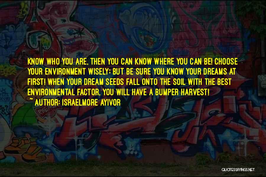 Israelmore Ayivor Quotes: Know Who You Are, Then You Can Know Where You Can Be! Choose Your Environment Wisely; But Be Sure You