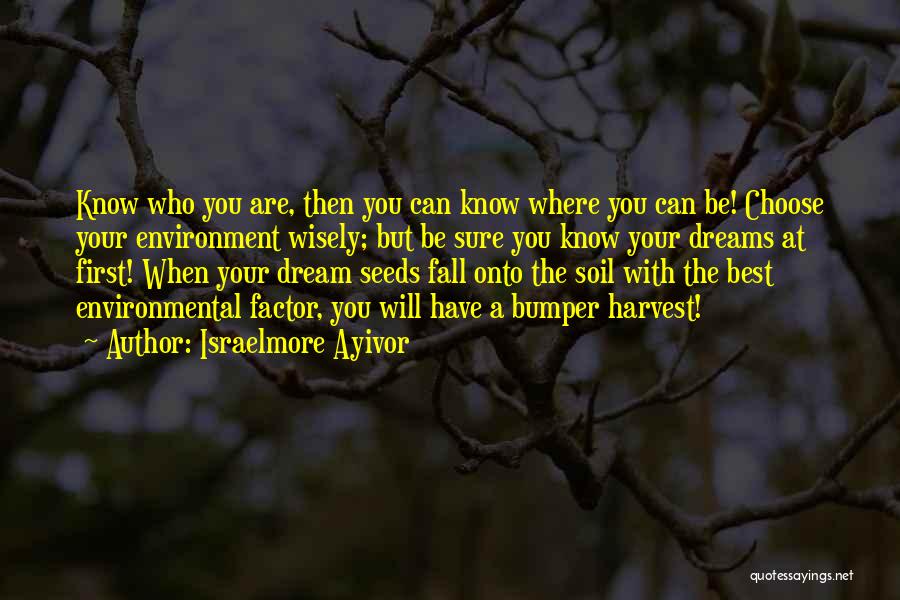 Israelmore Ayivor Quotes: Know Who You Are, Then You Can Know Where You Can Be! Choose Your Environment Wisely; But Be Sure You