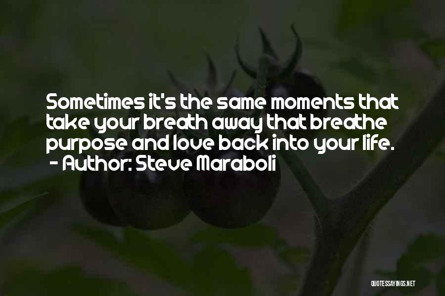 Steve Maraboli Quotes: Sometimes It's The Same Moments That Take Your Breath Away That Breathe Purpose And Love Back Into Your Life.