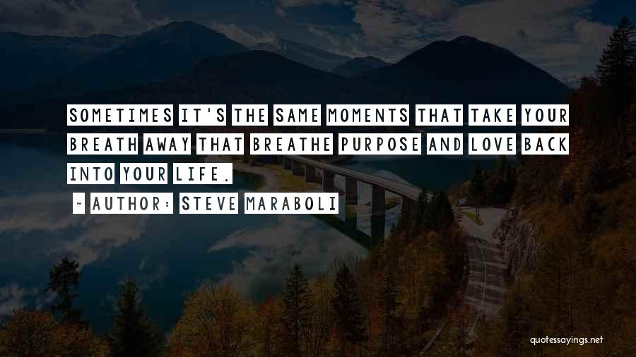 Steve Maraboli Quotes: Sometimes It's The Same Moments That Take Your Breath Away That Breathe Purpose And Love Back Into Your Life.