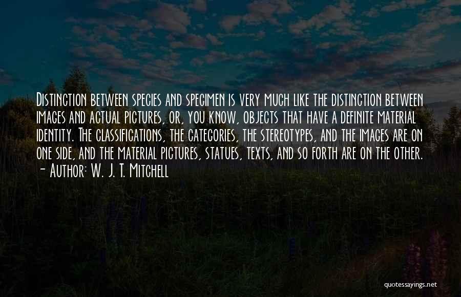 W. J. T. Mitchell Quotes: Distinction Between Species And Specimen Is Very Much Like The Distinction Between Images And Actual Pictures, Or, You Know, Objects