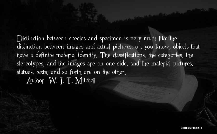 W. J. T. Mitchell Quotes: Distinction Between Species And Specimen Is Very Much Like The Distinction Between Images And Actual Pictures, Or, You Know, Objects