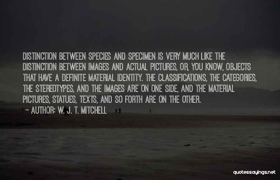 W. J. T. Mitchell Quotes: Distinction Between Species And Specimen Is Very Much Like The Distinction Between Images And Actual Pictures, Or, You Know, Objects