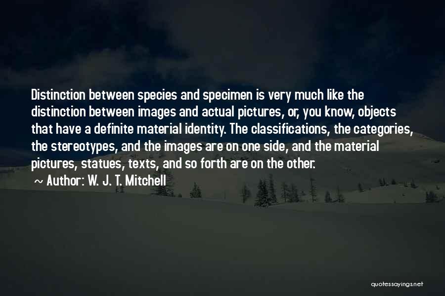 W. J. T. Mitchell Quotes: Distinction Between Species And Specimen Is Very Much Like The Distinction Between Images And Actual Pictures, Or, You Know, Objects