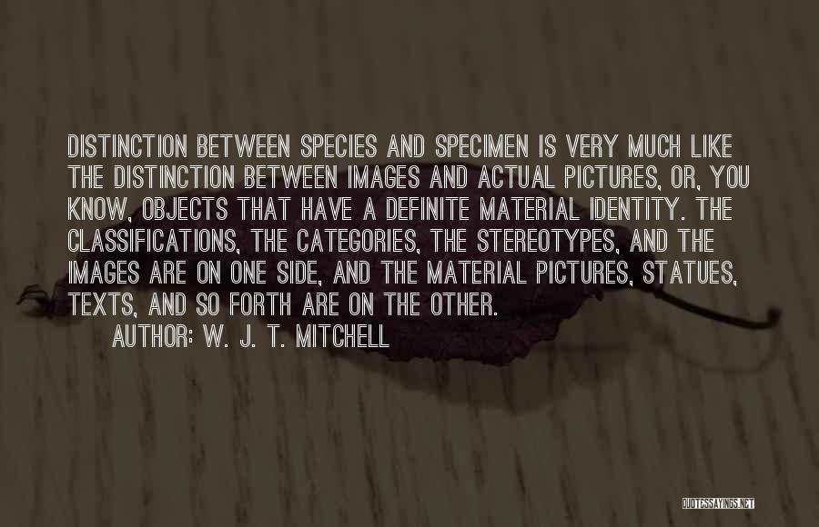 W. J. T. Mitchell Quotes: Distinction Between Species And Specimen Is Very Much Like The Distinction Between Images And Actual Pictures, Or, You Know, Objects