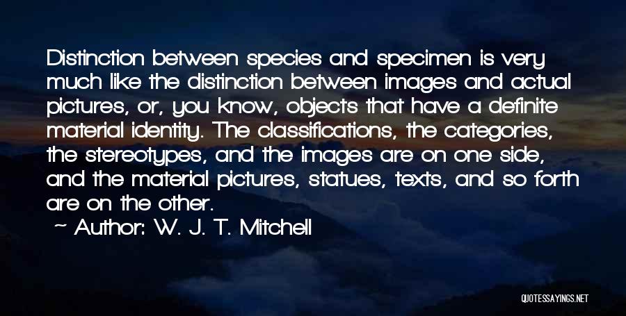 W. J. T. Mitchell Quotes: Distinction Between Species And Specimen Is Very Much Like The Distinction Between Images And Actual Pictures, Or, You Know, Objects