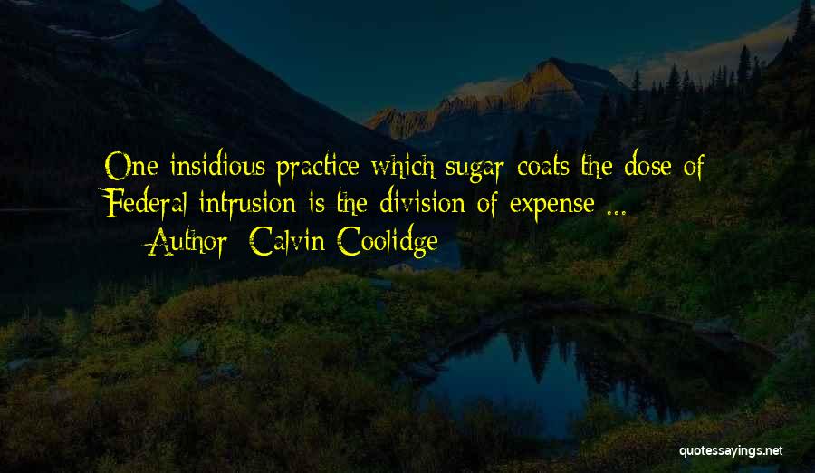 Calvin Coolidge Quotes: One Insidious Practice Which Sugar-coats The Dose Of Federal Intrusion Is The Division Of Expense ...