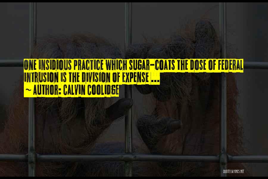 Calvin Coolidge Quotes: One Insidious Practice Which Sugar-coats The Dose Of Federal Intrusion Is The Division Of Expense ...