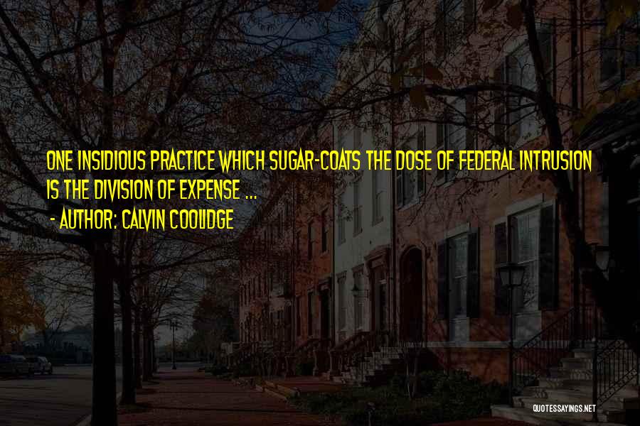 Calvin Coolidge Quotes: One Insidious Practice Which Sugar-coats The Dose Of Federal Intrusion Is The Division Of Expense ...
