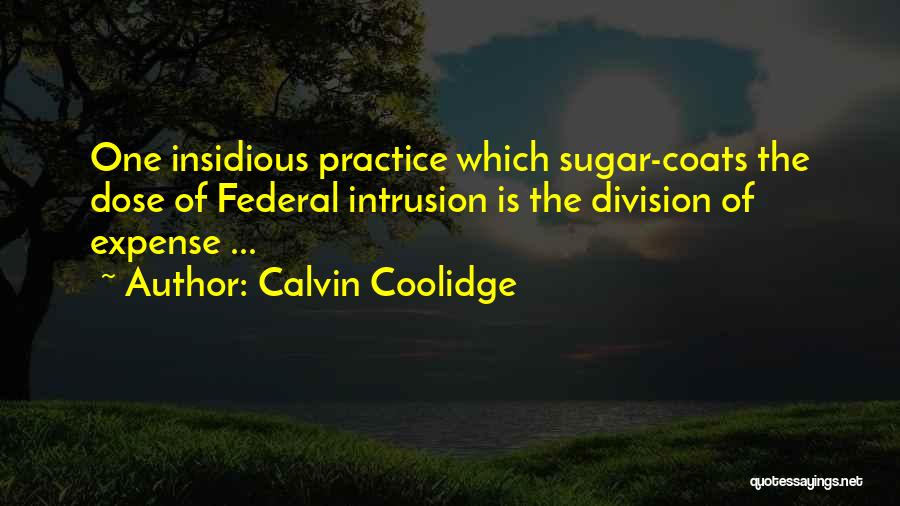 Calvin Coolidge Quotes: One Insidious Practice Which Sugar-coats The Dose Of Federal Intrusion Is The Division Of Expense ...