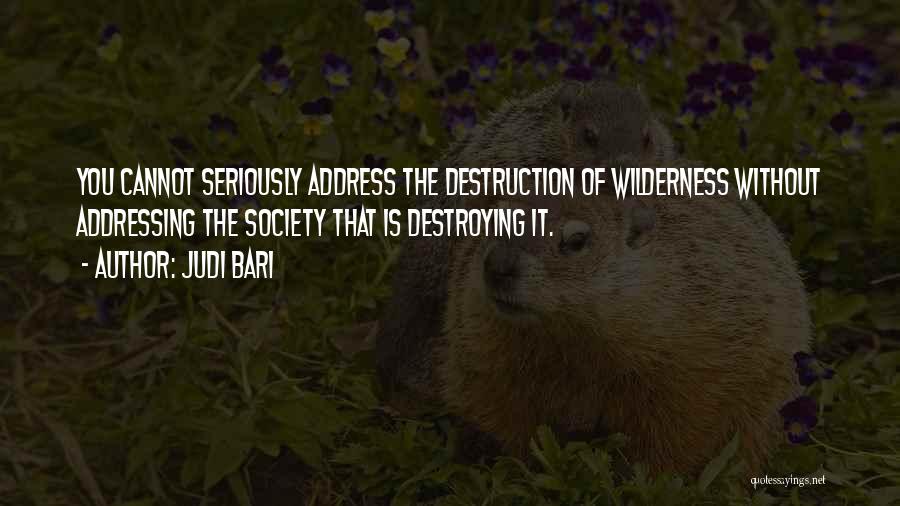 Judi Bari Quotes: You Cannot Seriously Address The Destruction Of Wilderness Without Addressing The Society That Is Destroying It.