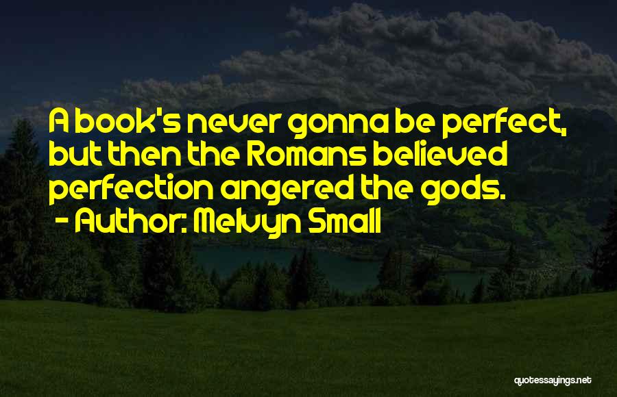 Melvyn Small Quotes: A Book's Never Gonna Be Perfect, But Then The Romans Believed Perfection Angered The Gods.