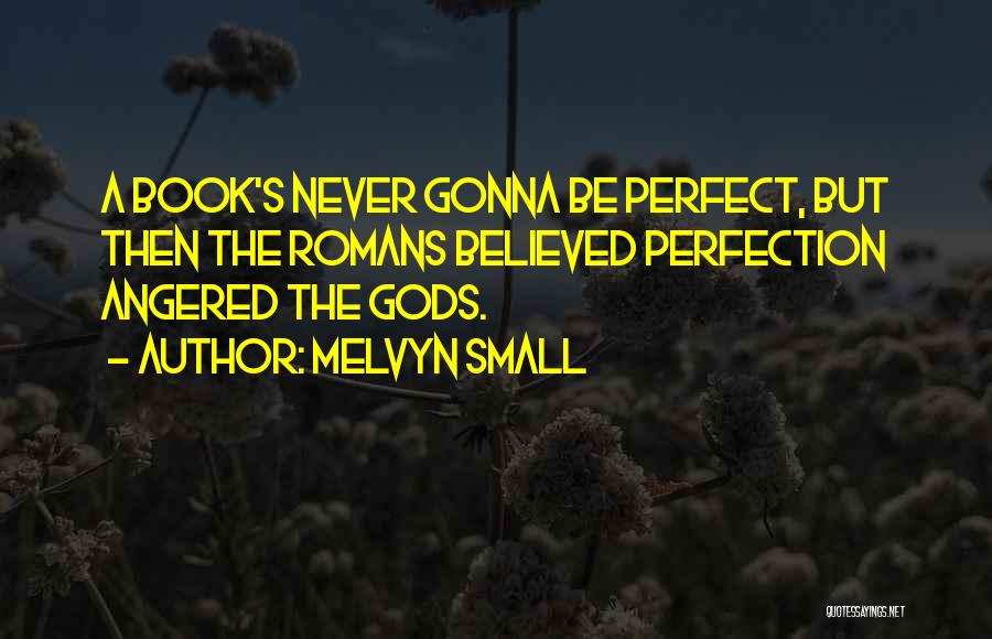 Melvyn Small Quotes: A Book's Never Gonna Be Perfect, But Then The Romans Believed Perfection Angered The Gods.