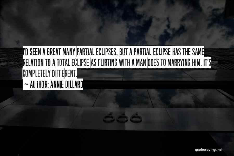 Annie Dillard Quotes: I'd Seen A Great Many Partial Eclipses, But A Partial Eclipse Has The Same Relation To A Total Eclipse As