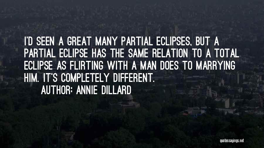 Annie Dillard Quotes: I'd Seen A Great Many Partial Eclipses, But A Partial Eclipse Has The Same Relation To A Total Eclipse As