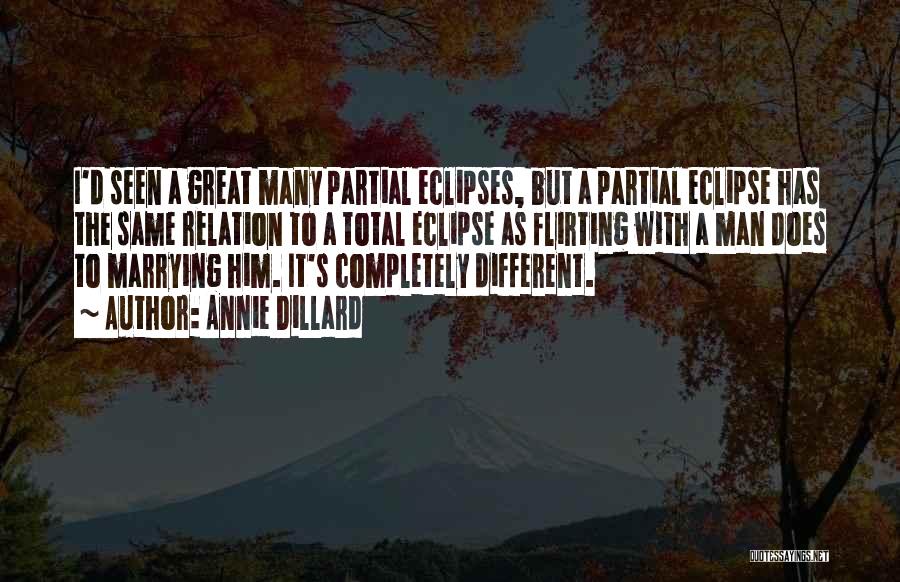 Annie Dillard Quotes: I'd Seen A Great Many Partial Eclipses, But A Partial Eclipse Has The Same Relation To A Total Eclipse As