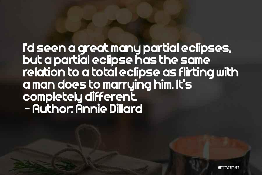 Annie Dillard Quotes: I'd Seen A Great Many Partial Eclipses, But A Partial Eclipse Has The Same Relation To A Total Eclipse As