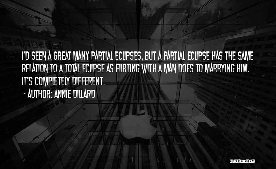 Annie Dillard Quotes: I'd Seen A Great Many Partial Eclipses, But A Partial Eclipse Has The Same Relation To A Total Eclipse As