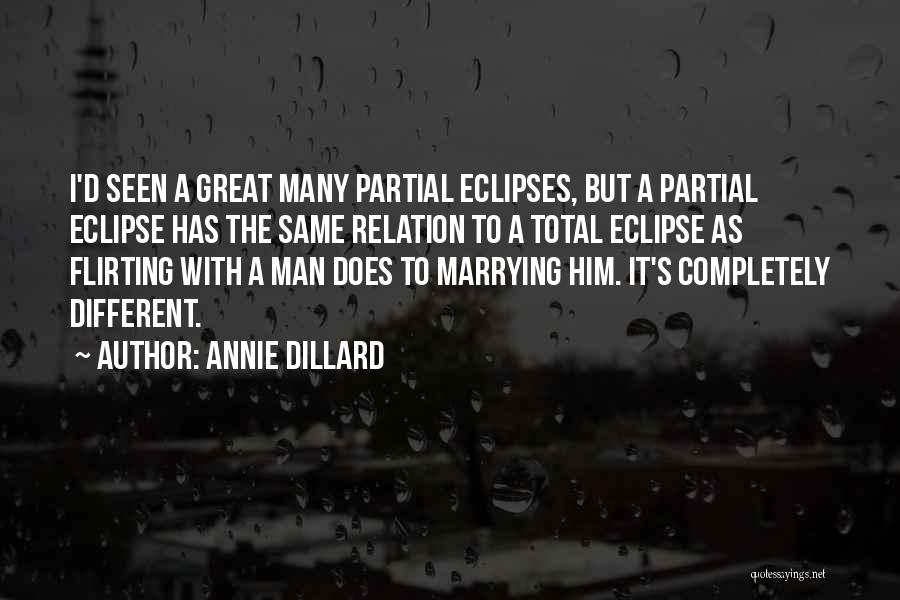 Annie Dillard Quotes: I'd Seen A Great Many Partial Eclipses, But A Partial Eclipse Has The Same Relation To A Total Eclipse As