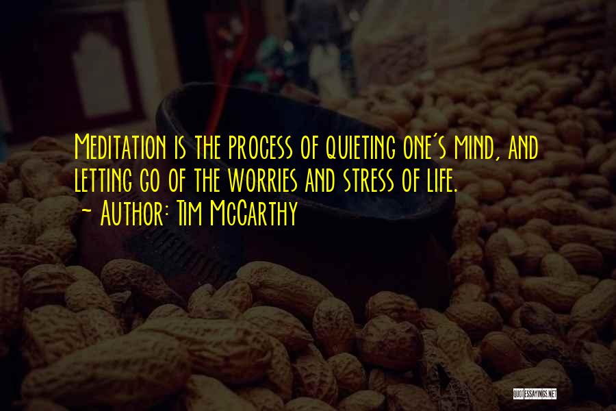 Tim McCarthy Quotes: Meditation Is The Process Of Quieting One's Mind, And Letting Go Of The Worries And Stress Of Life.