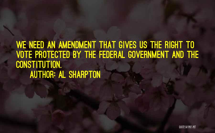 Al Sharpton Quotes: We Need An Amendment That Gives Us The Right To Vote Protected By The Federal Government And The Constitution.