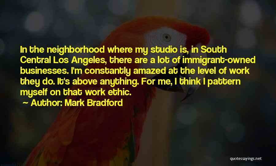 Mark Bradford Quotes: In The Neighborhood Where My Studio Is, In South Central Los Angeles, There Are A Lot Of Immigrant-owned Businesses. I'm