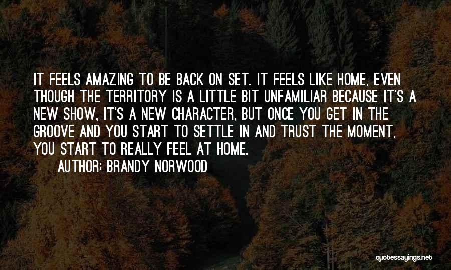 Brandy Norwood Quotes: It Feels Amazing To Be Back On Set. It Feels Like Home, Even Though The Territory Is A Little Bit