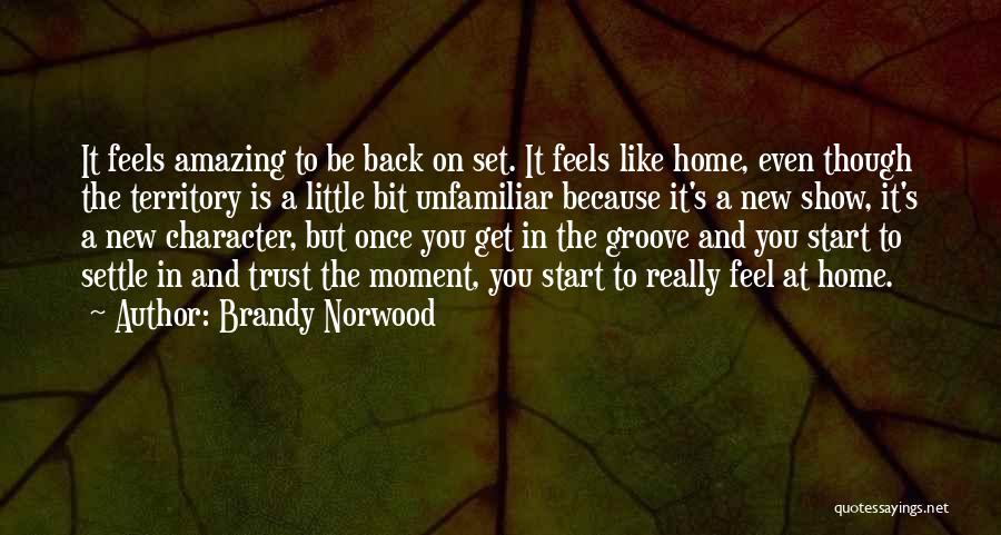 Brandy Norwood Quotes: It Feels Amazing To Be Back On Set. It Feels Like Home, Even Though The Territory Is A Little Bit