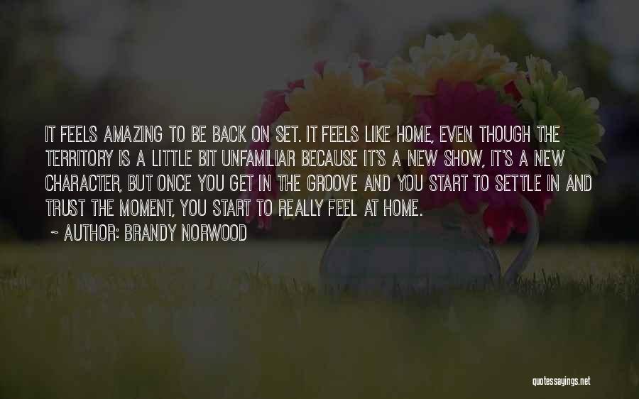 Brandy Norwood Quotes: It Feels Amazing To Be Back On Set. It Feels Like Home, Even Though The Territory Is A Little Bit