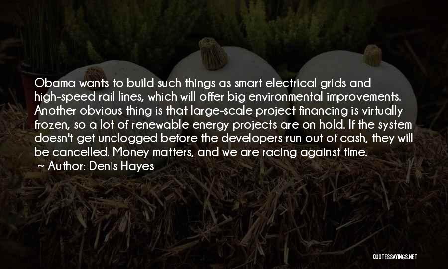 Denis Hayes Quotes: Obama Wants To Build Such Things As Smart Electrical Grids And High-speed Rail Lines, Which Will Offer Big Environmental Improvements.