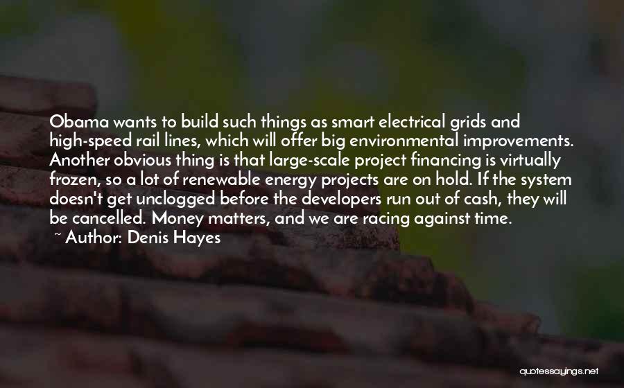 Denis Hayes Quotes: Obama Wants To Build Such Things As Smart Electrical Grids And High-speed Rail Lines, Which Will Offer Big Environmental Improvements.