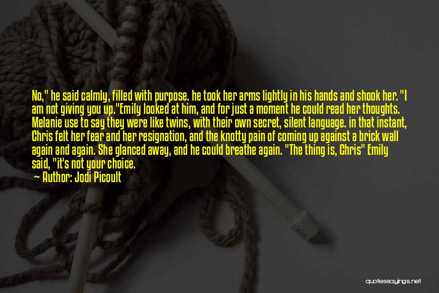 Jodi Picoult Quotes: No, He Said Calmly, Filled With Purpose. He Took Her Arms Lightly In His Hands And Shook Her. I Am